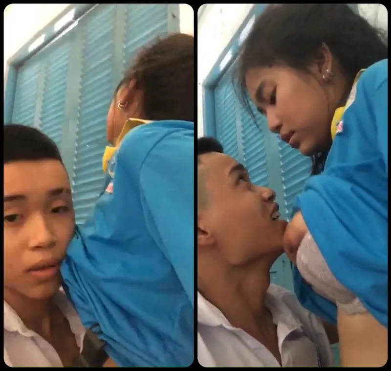 2 học sinh nữ nắc trong lớp học